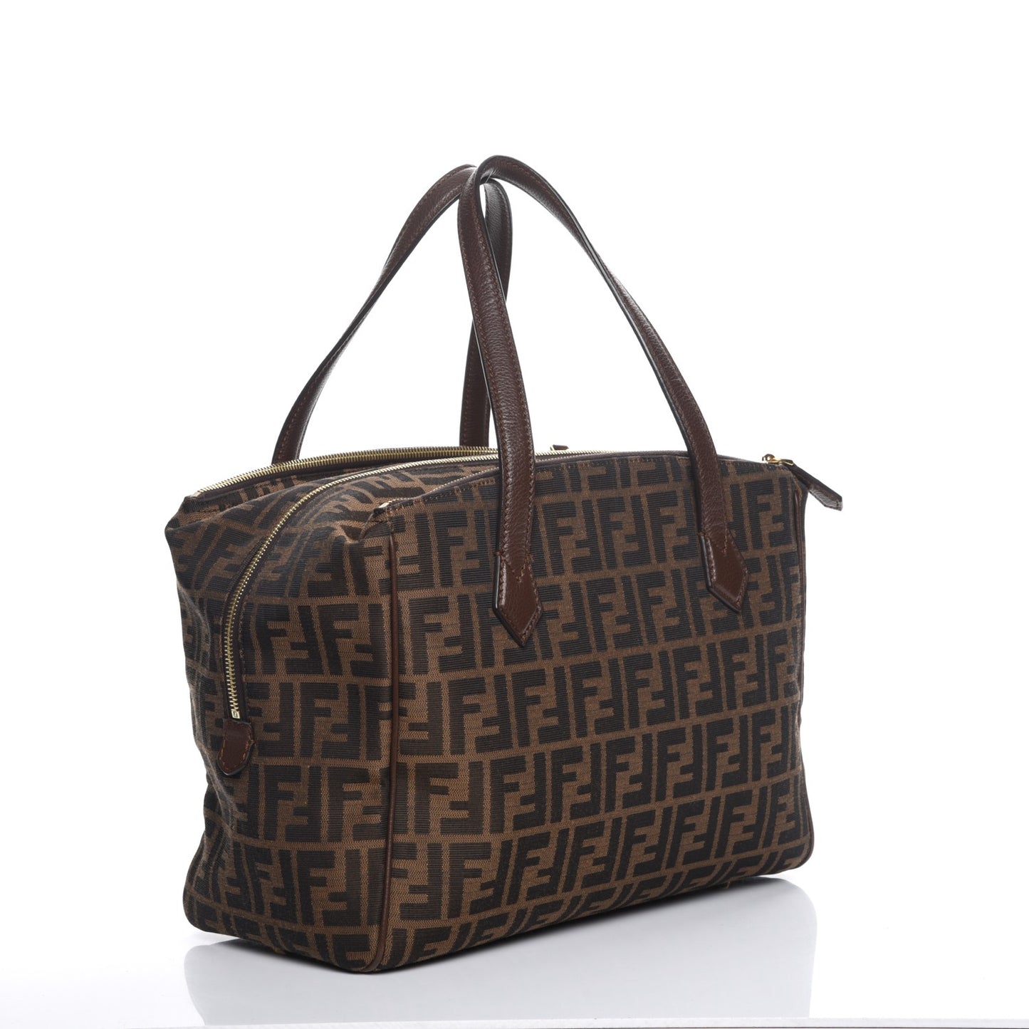 Zucca Vitello Artic Medium Double Zip Tote Tobacco Castagna