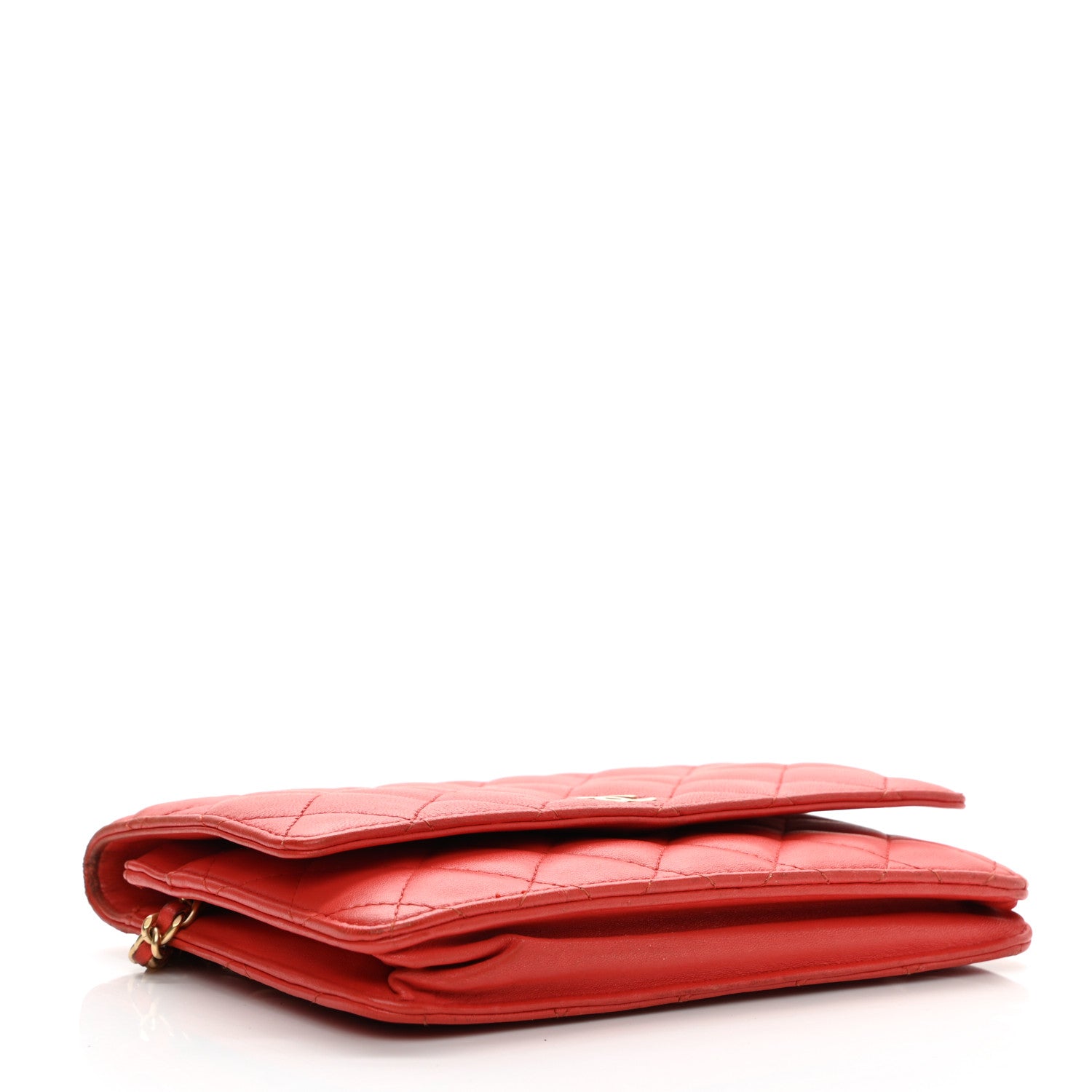 Chanel Lambskin Quilted Wallet On Chain WOC Light Red 4 of 16
