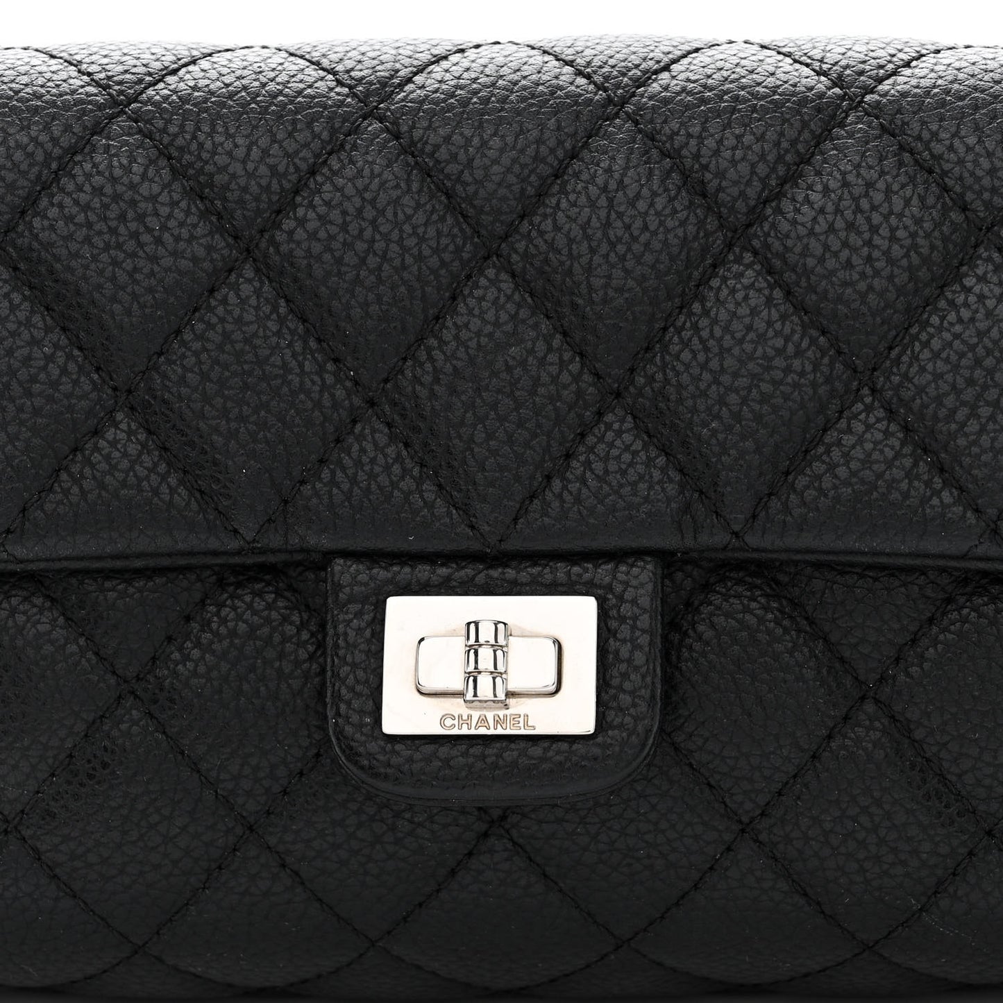 Grained Calfskin Quilted 2.55 Reissue Flap Belt Bag Clutch Black