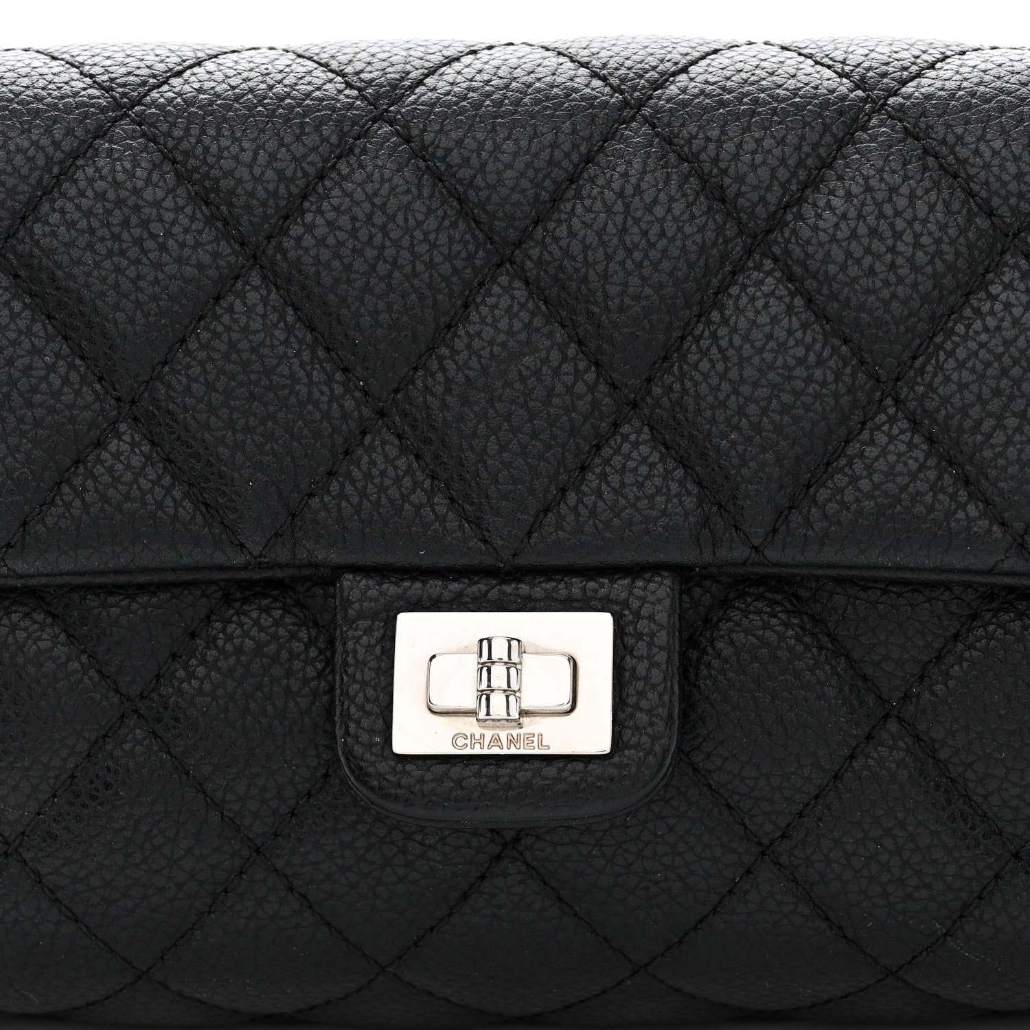 Chanel Grained Calfskin Quilted 2.55 Reissue Flap Belt Bag Clutch Black 9 of 12