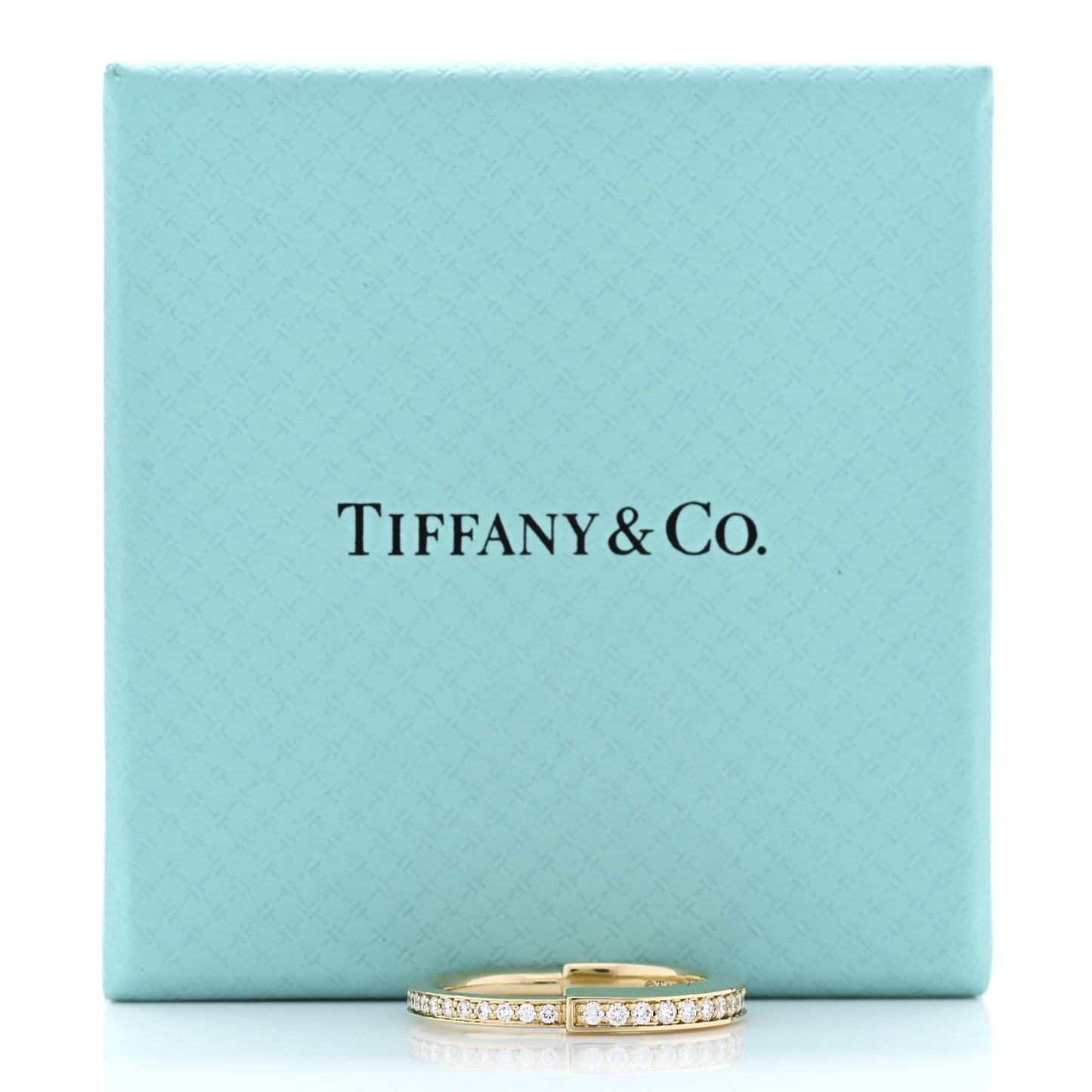 18K Yellow Gold Diamond Lock Pave Ring 53 6.5