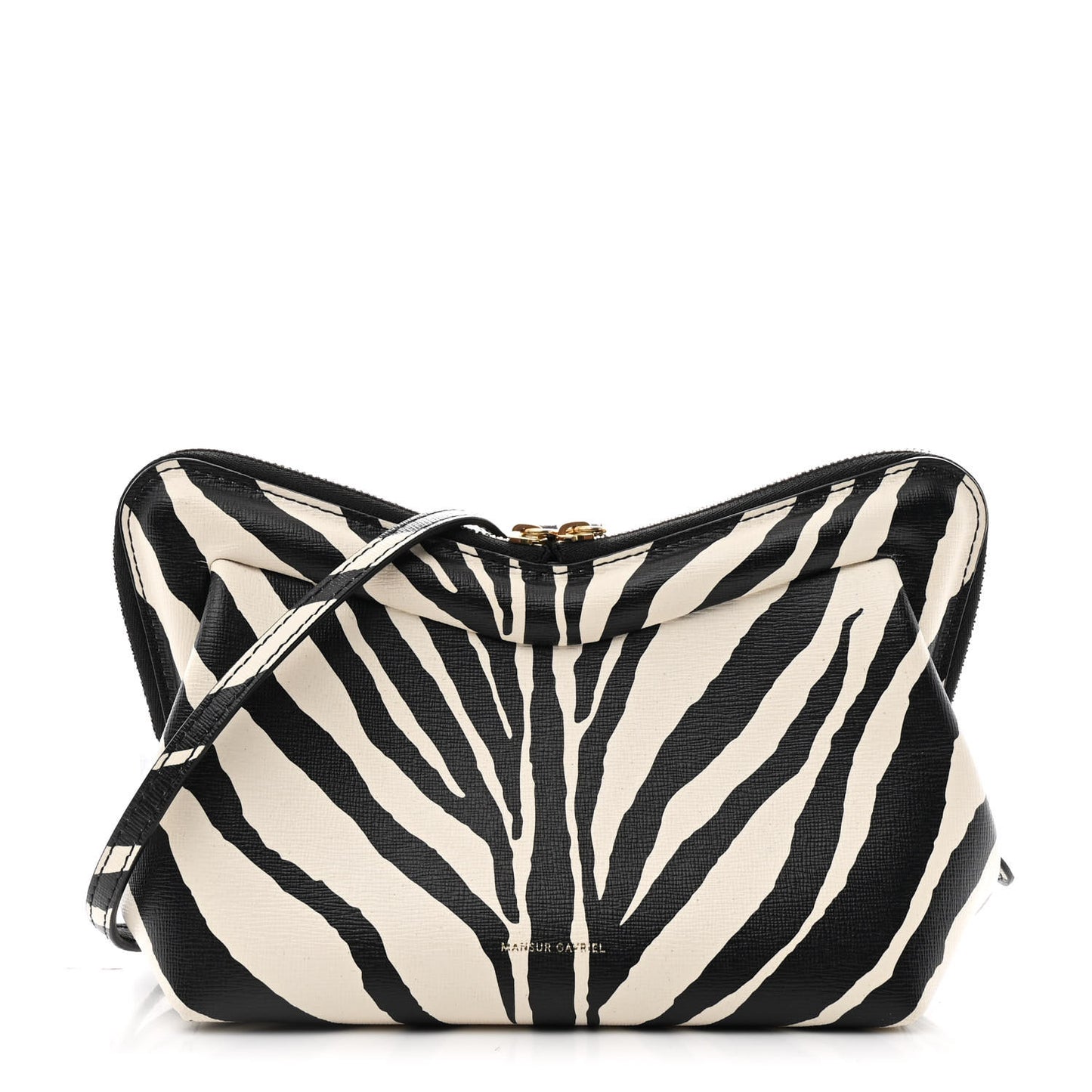 Saffiano Zebra Print Mini M Frame Bag Black White