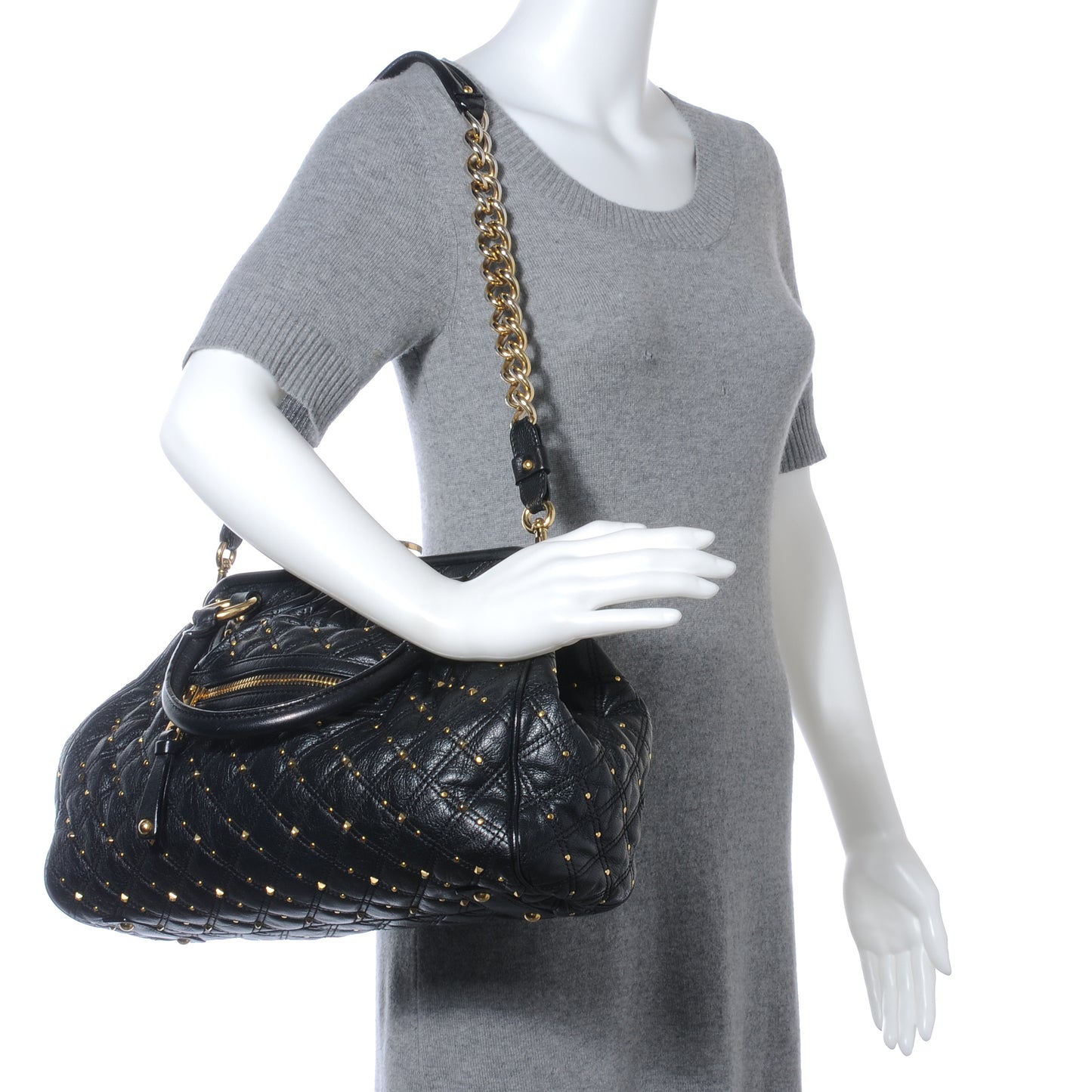 Quilted Leather Stardust Stam Black