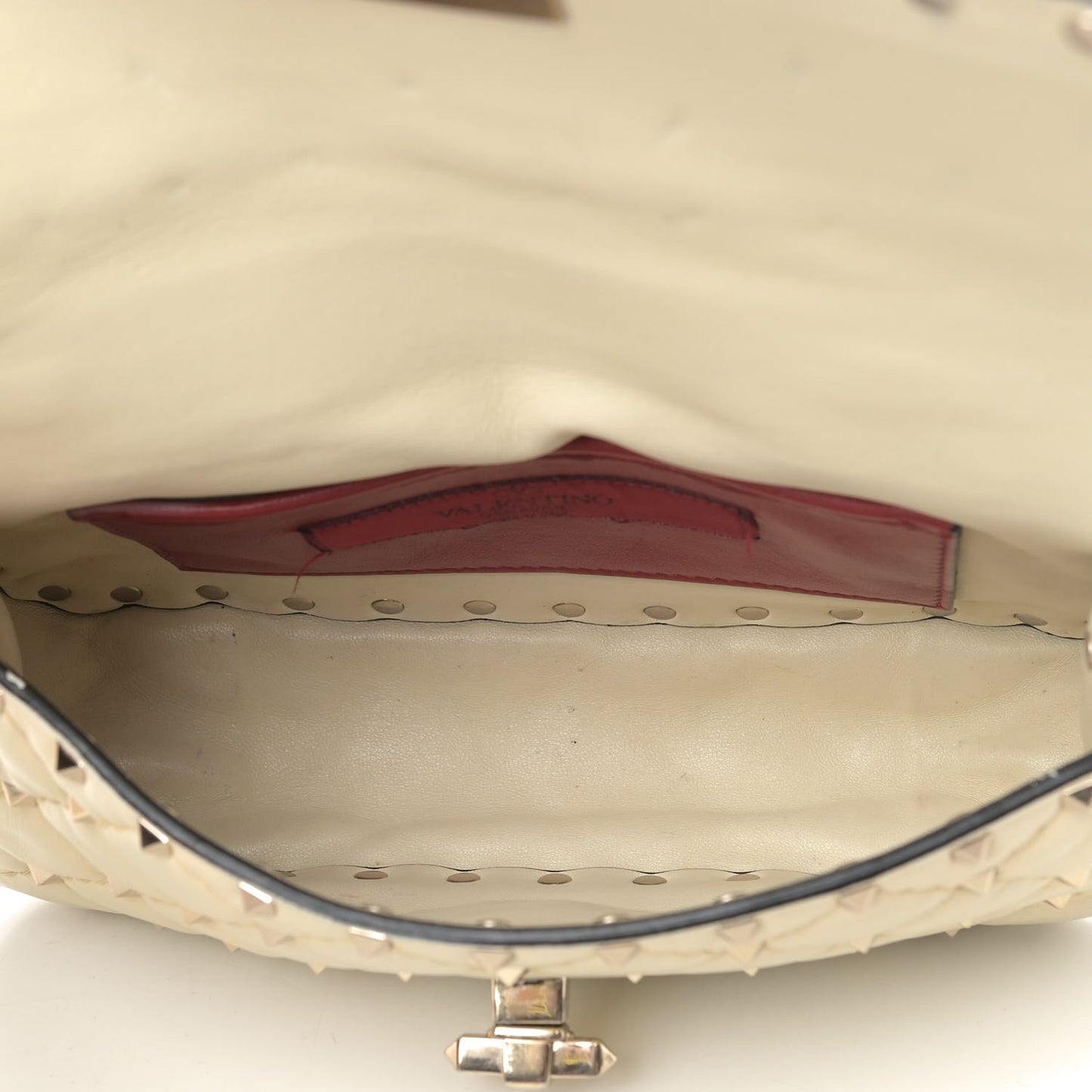 Nappa Small Rockstud Spike Shoulder Bag Light Ivory