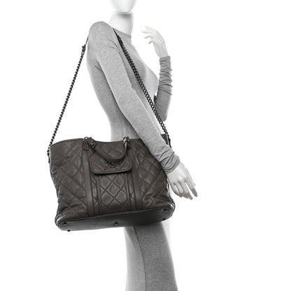 Chanel Calfskin Quilted Casual Riviera Tote Grey 2 of 13