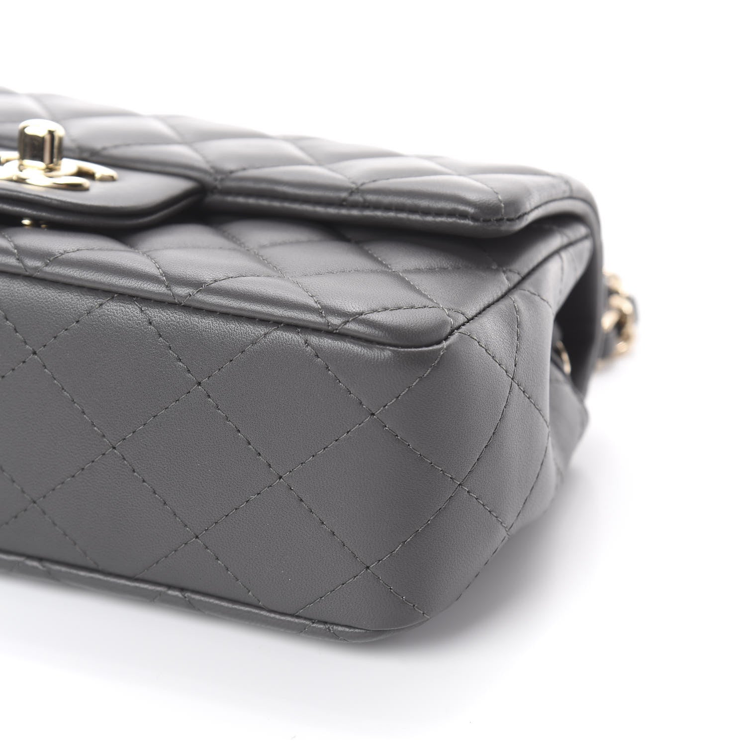 Chanel Lambskin Quilted Mini Rectangular Flap Grey 8 of 8