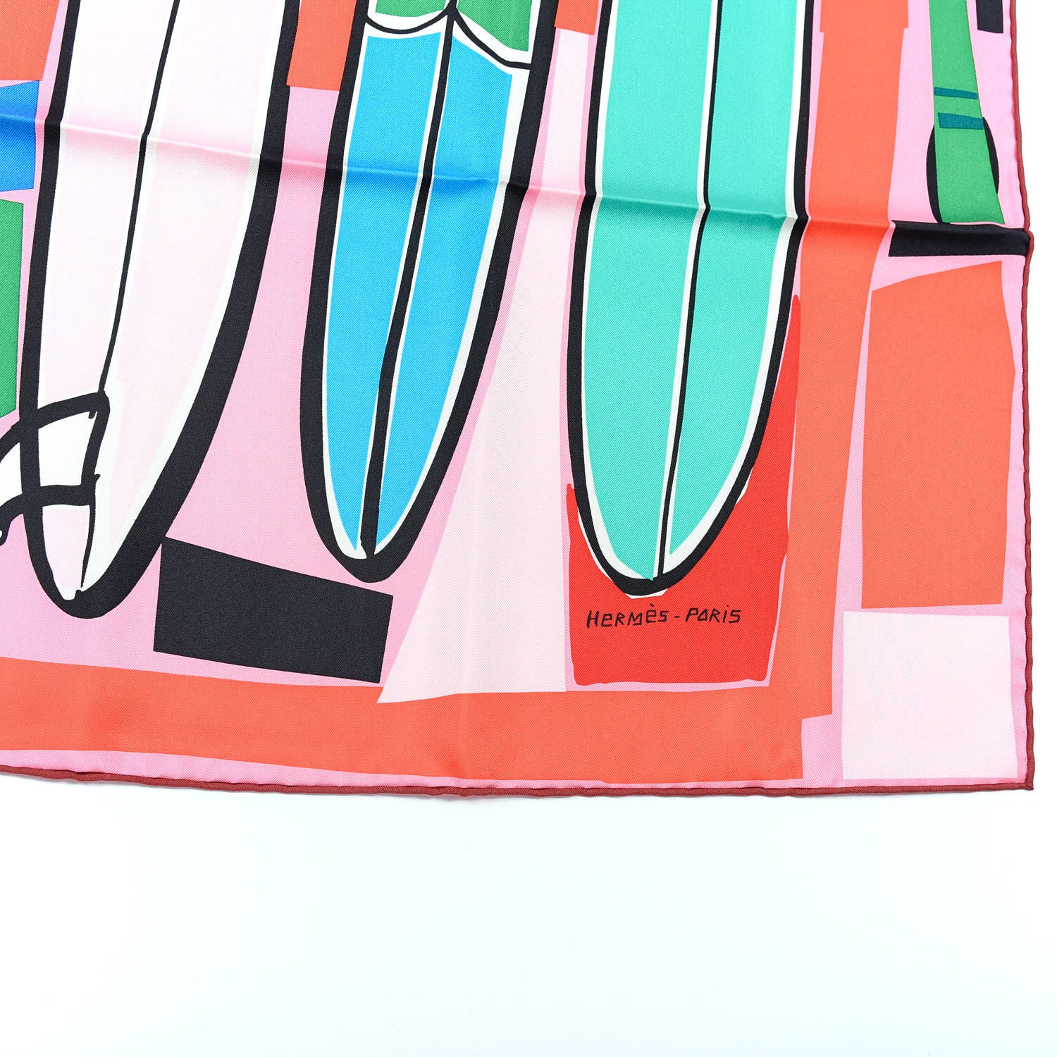 Hermes Silk Sea Surf and Fun Scarf 90 Rose Bleu Vert 3 of 5