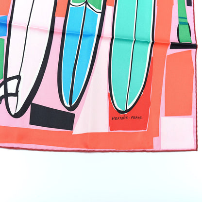 Hermes Silk Sea Surf and Fun Scarf 90 Rose Bleu Vert 3 of 5