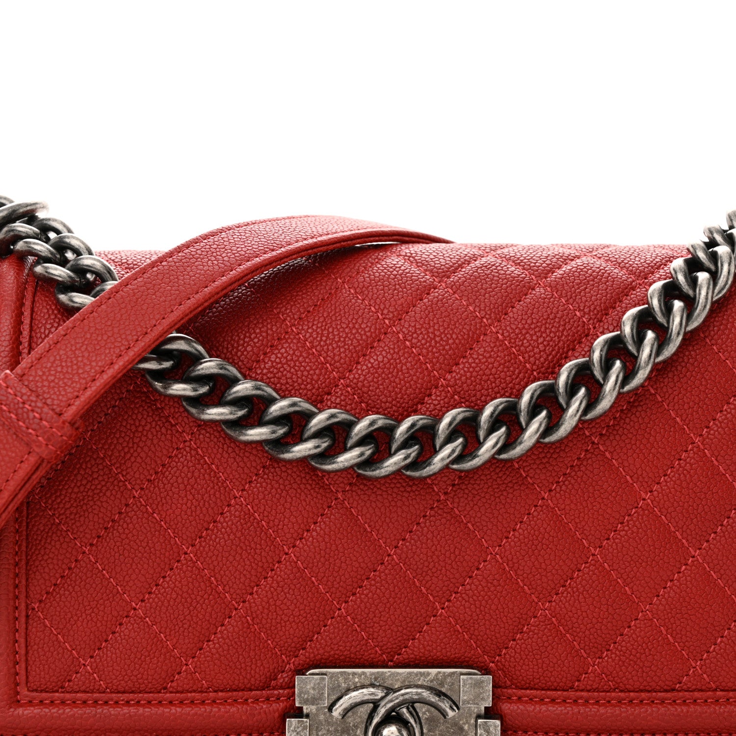 Chanel Caviar Quilted Medium Boy Flap Red 8 of 11