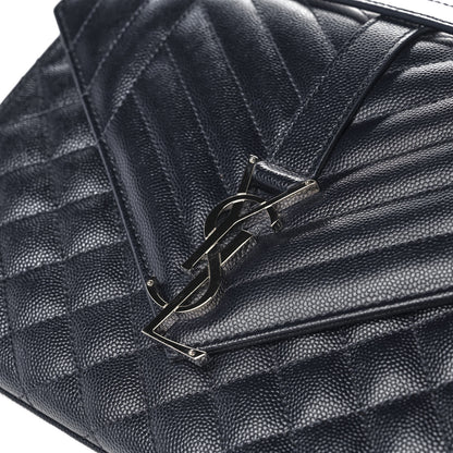Saint Laurent Grain De Poudre Textured Mixed Matelasse Triquilt Medium Monogram Satchel Deep Marine 10 of 12