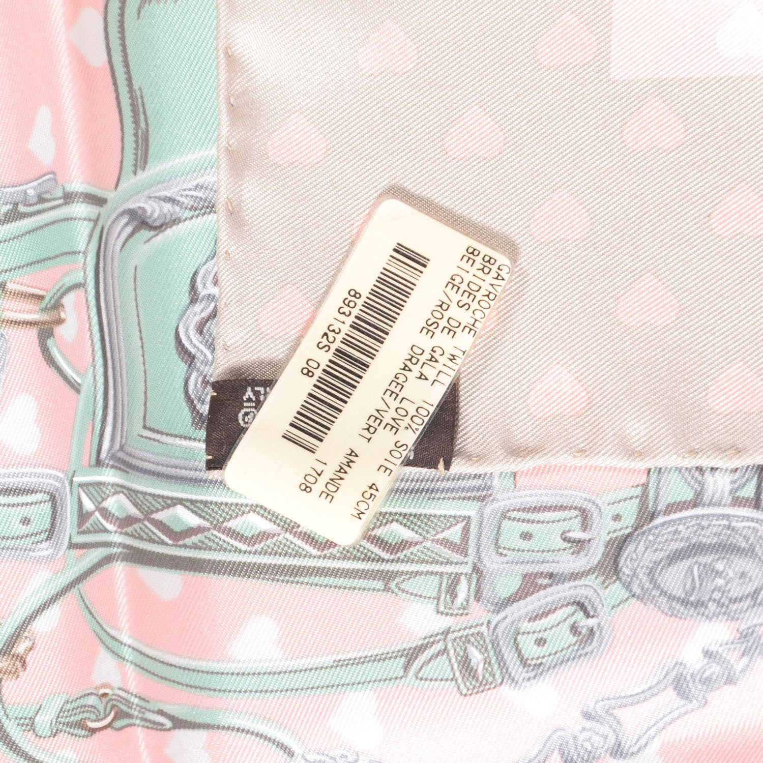 Hermes Silk Brides De Gala Love Pocket Square Beige Rose Dragee Vert Amande 5 of 5