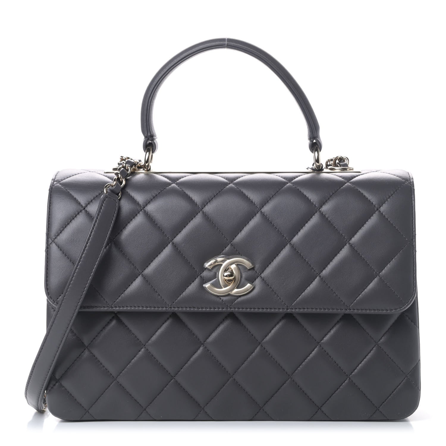 Chanel Lambskin Quilted Medium Trendy CC Flap Dual Handle Bag Dark Grey 1 of 6