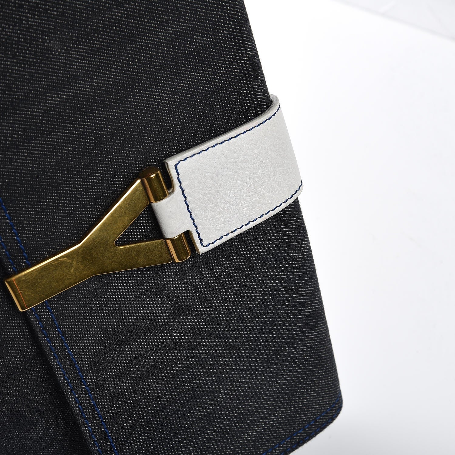 Saint Laurent Denim Classic Y Ligne Clutch 7 of 9