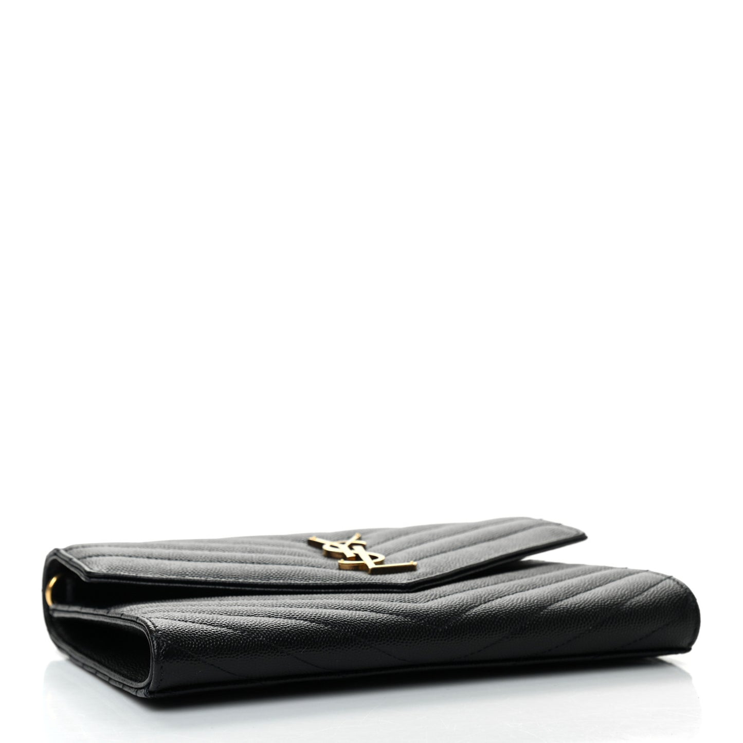 Grain De Poudre Matelasse Chevron Monogram Envelope Clutch Black