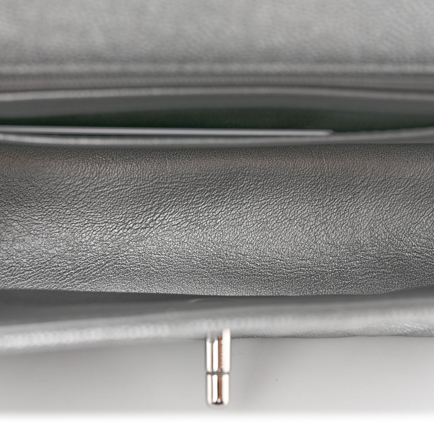 Metallic Caviar Quilted Mini Top Handle Rectangular Flap Silver