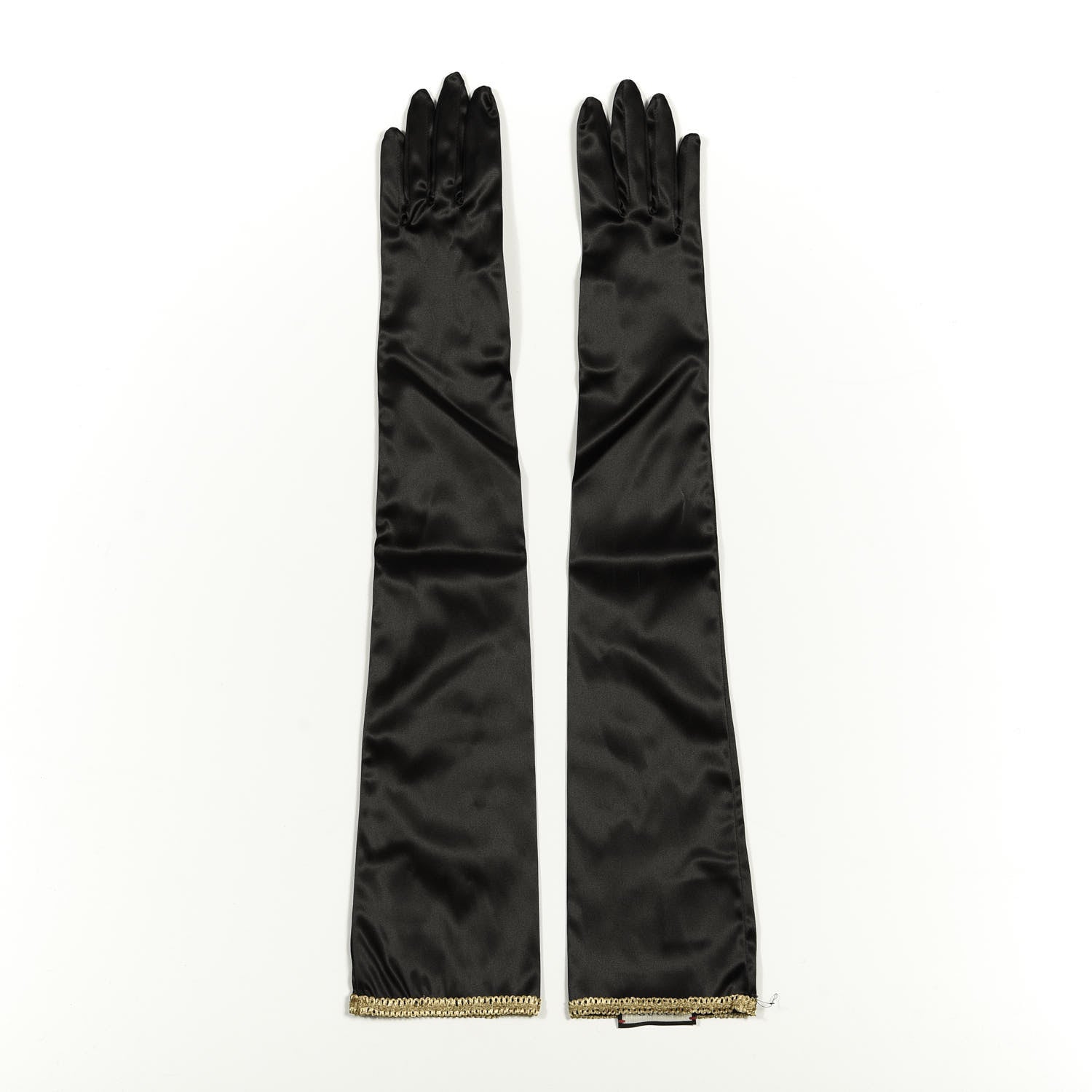 Gucci Satin Stretch Anika Gloves L Black 3 of 6