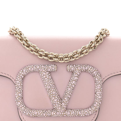 Valentino Garavani Calfskin Crystal Vlogo Small Loco Shoulder Bag Rose Cannelle 8 of 14
