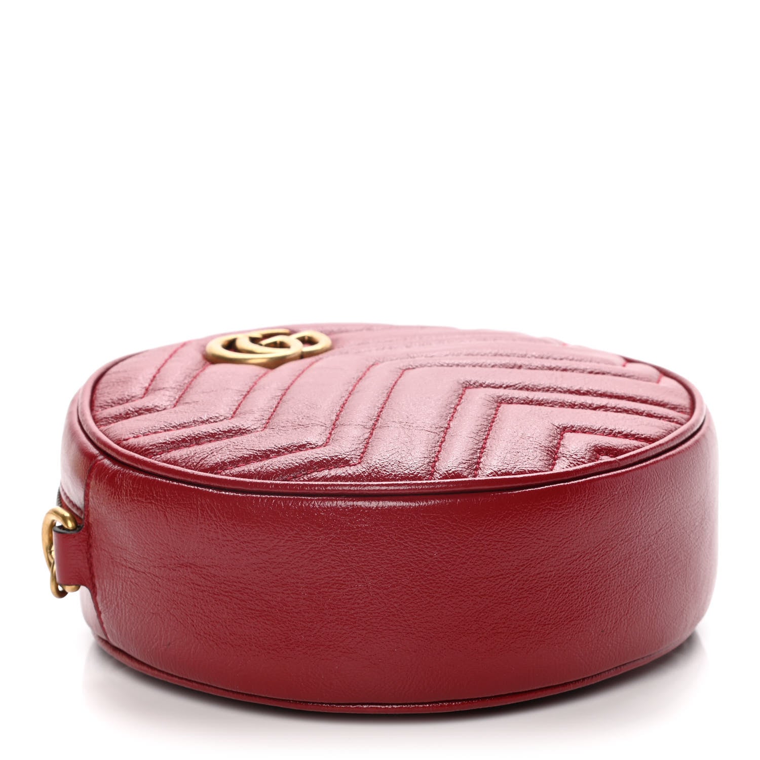 Gucci Glazed Calfskin Matelasse Heart Mini GG Marmont Round Shoulder Bag Romantic Cerise 4 of 13