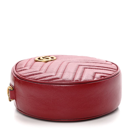 Gucci Glazed Calfskin Matelasse Heart Mini GG Marmont Round Shoulder Bag Romantic Cerise 4 of 13