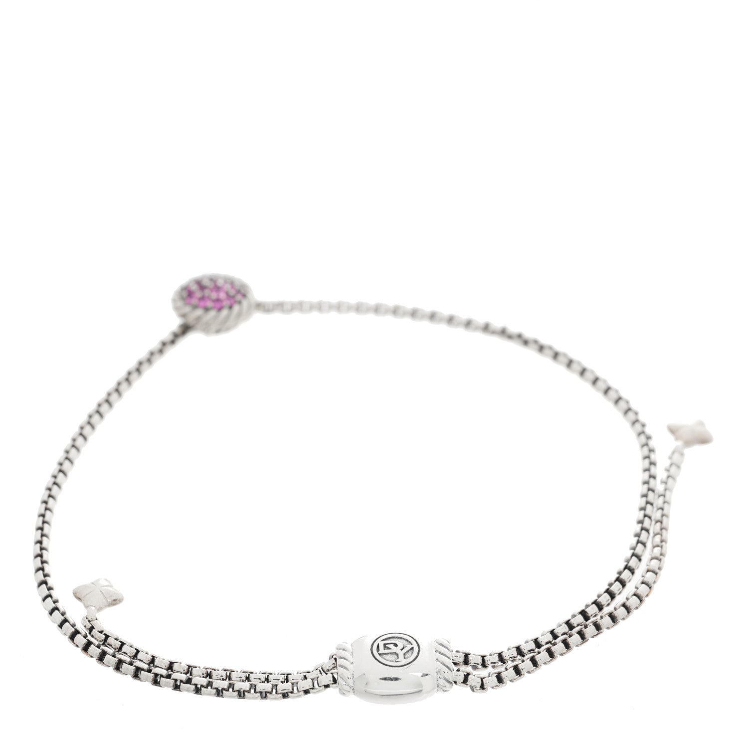 David Yurman Sterling Silver Pink Sapphire 9mm Chatelaine Petite Pave Bracelet 2 of 3