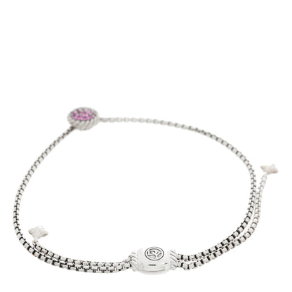 David Yurman Sterling Silver Pink Sapphire 9mm Chatelaine Petite Pave Bracelet 2 of 3
