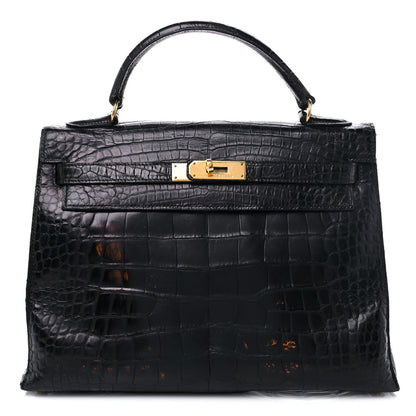 Hermes Matte Alligator Kelly Sellier 32 Black 1 of 25