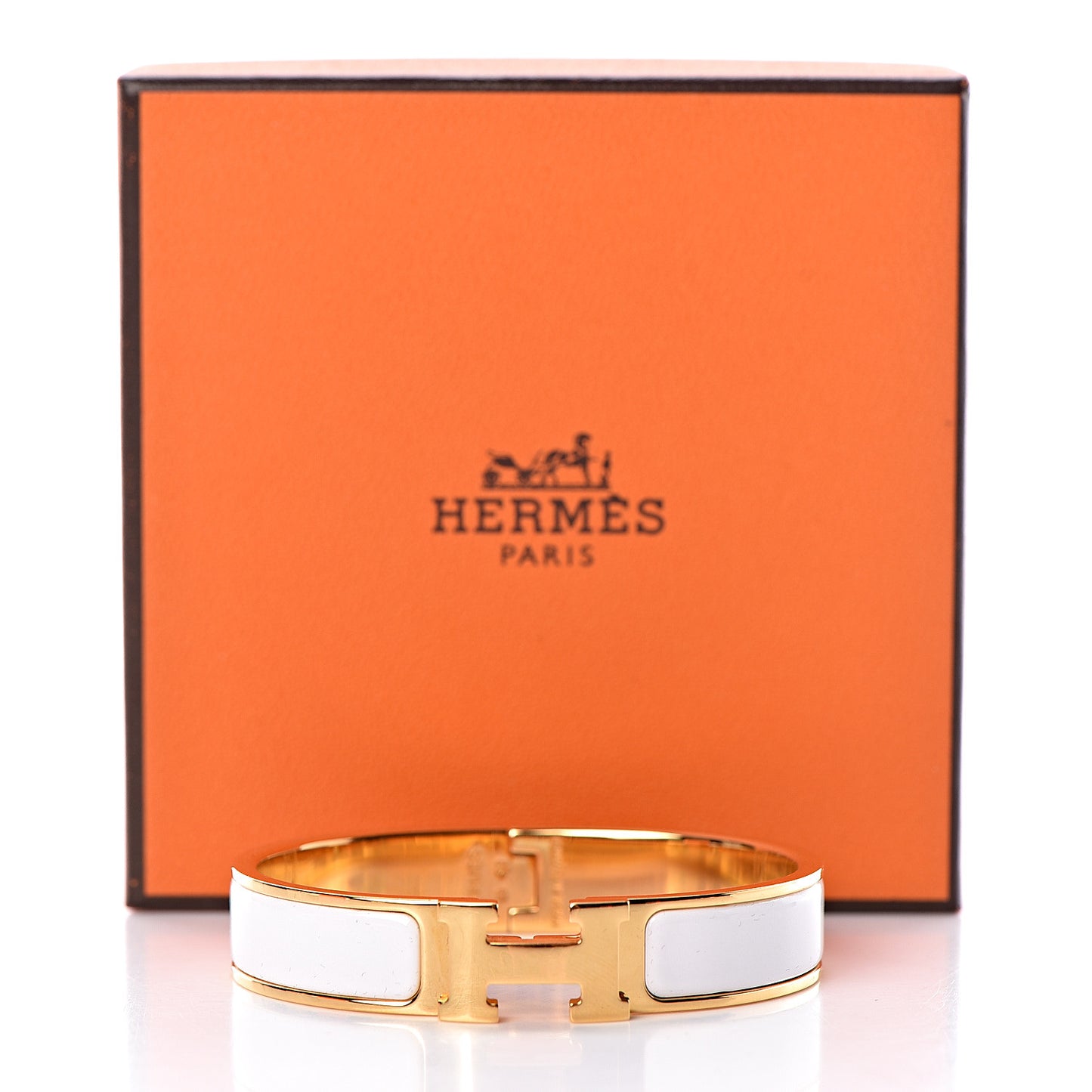 Enamel Narrow Clic Clac H Bracelet PM White