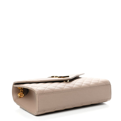 Saint Laurent Grain De Poudre Textured Mixed Matelasse Medium Triquilt Monogram Satchel Dark Beige 3 of 4