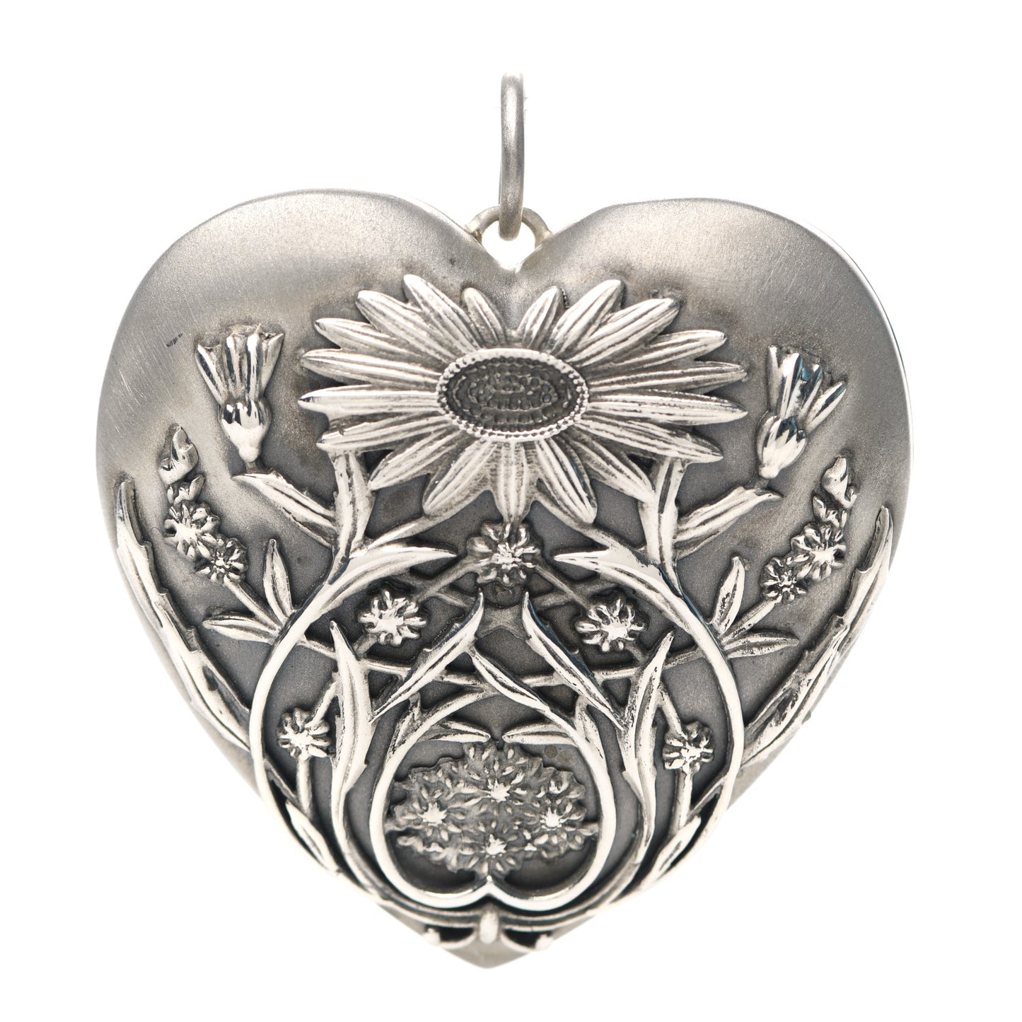 Sterling Silver Large Ziegfeld Daisy Heart Locket Pendant