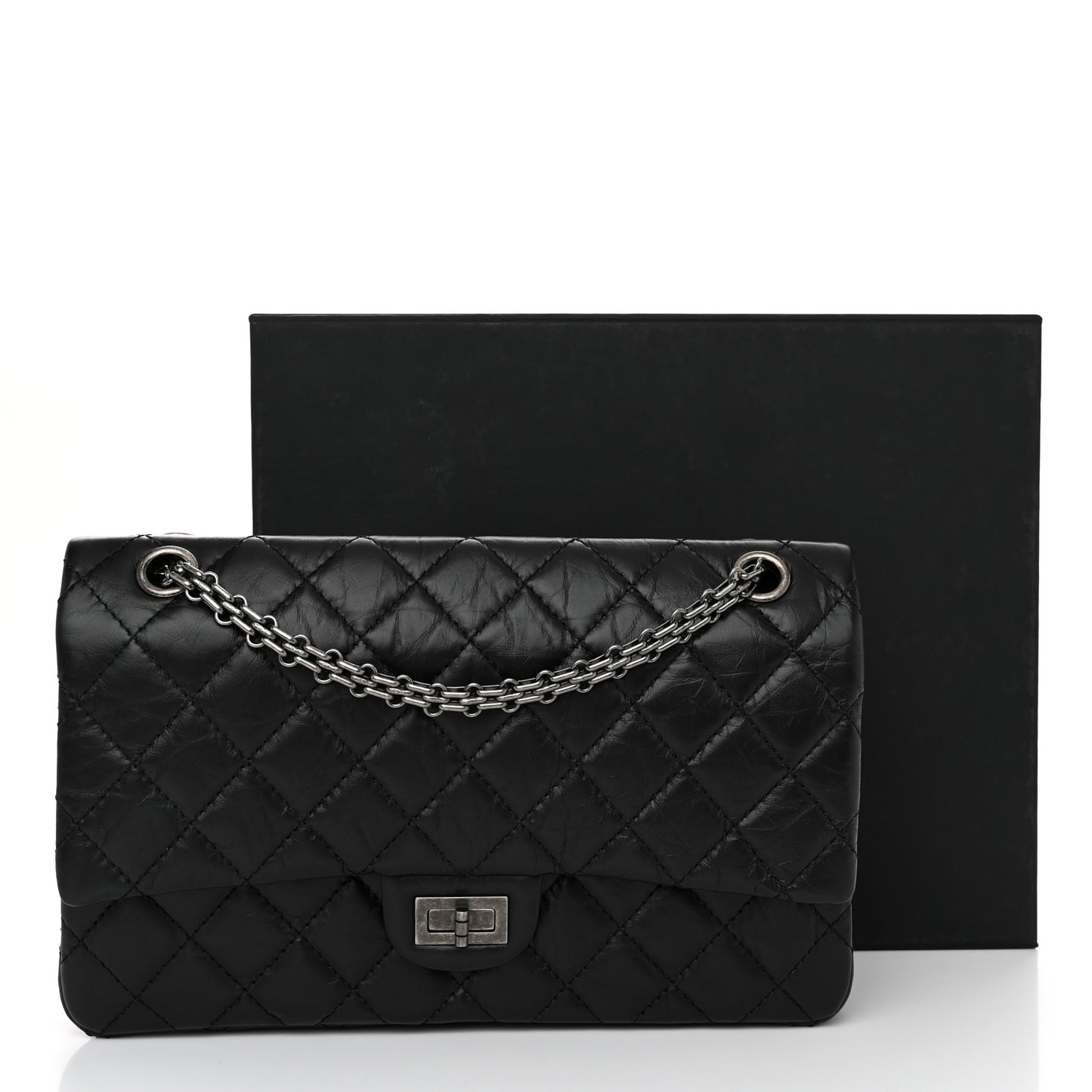 Aged Calfskin Quilted 2.55 Reissue 226 Flap Black