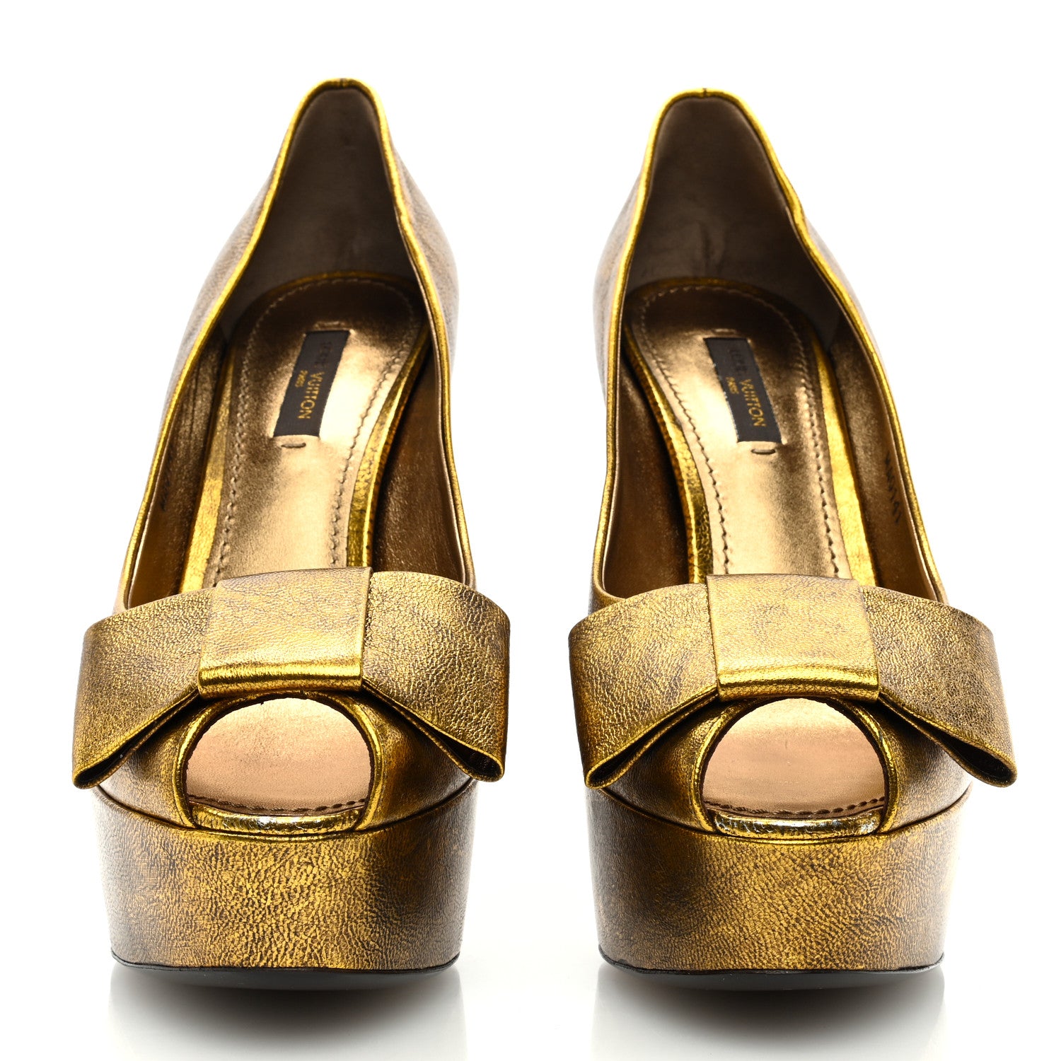 Louis Vuitton Metallic Lambskin Last Dance Pumps 38 Gold 3 of 7
