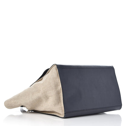 Celine Smooth Calfskin Linen Medium Tri-Color Trapeze Black Navy Blue 5 of 14