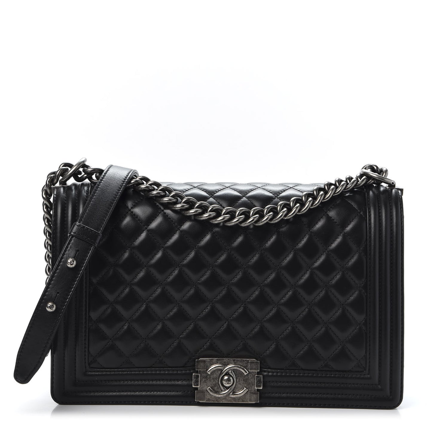 Lambskin Quilted New Medium Boy Flap Black
