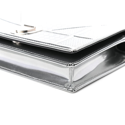 Christian Dior Metallic Patent Micro-Cannage Diorama Wallet on Chain Pouch Silver 9 of 10