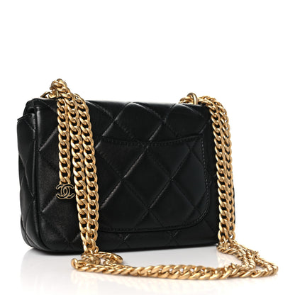 Chanel Lambskin Enamel Quilted Mini Pending CC Square Flap Black 3 of 10