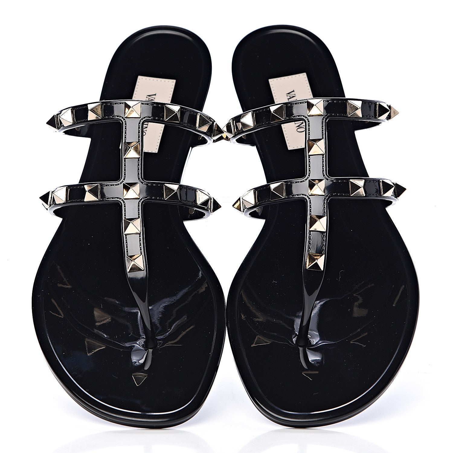 Valentino Garavani PVC Jelly Rockstud Caged Flat Thong Sandals 38 Black 7 of 9