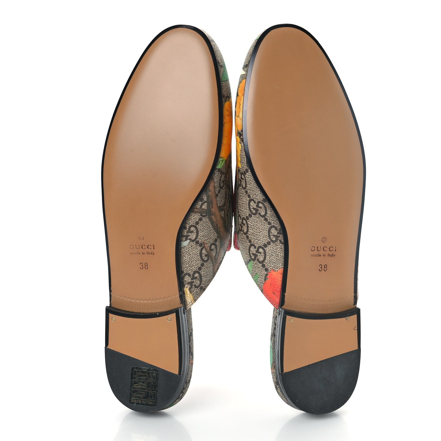 GG Supreme Monogram Tian Womens Princetown Slippers 38 Beige Ebony Multicolor