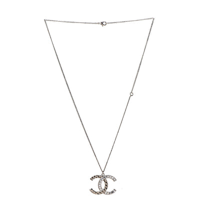 Chanel Baguette Crystal Quilted CC Pendant Necklace Gold 3 of 6