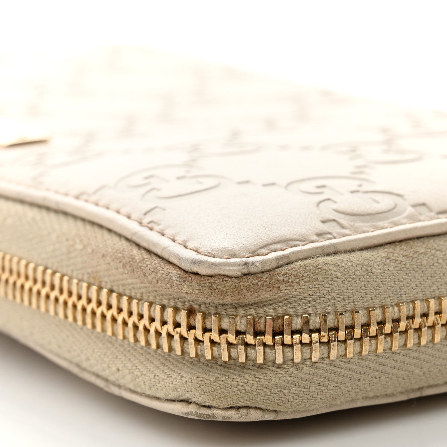 Gucci Guccissima Margaux Calfskin Metal Bar Zip Around Wallet White 12 of 14