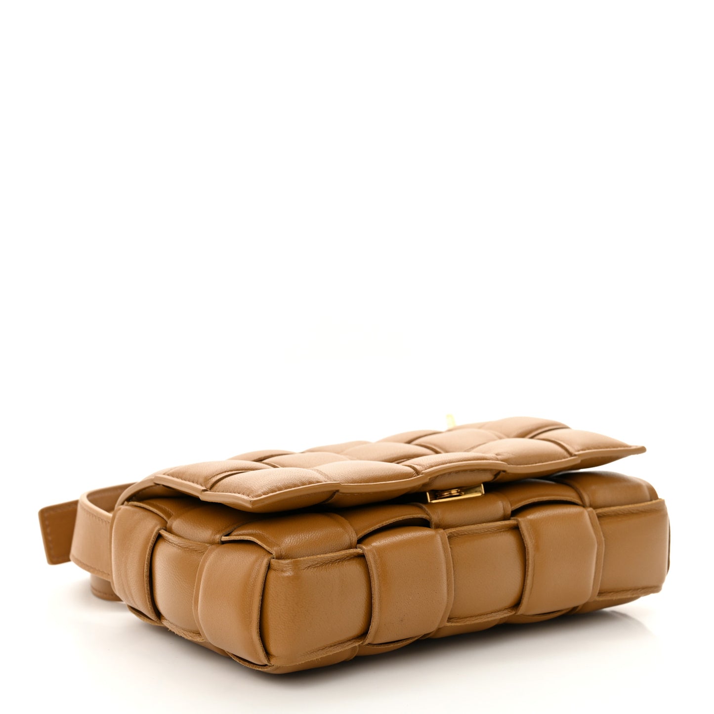 Nappa Maxi Intreccio Small Padded Cassette Crossbody Bag Camel