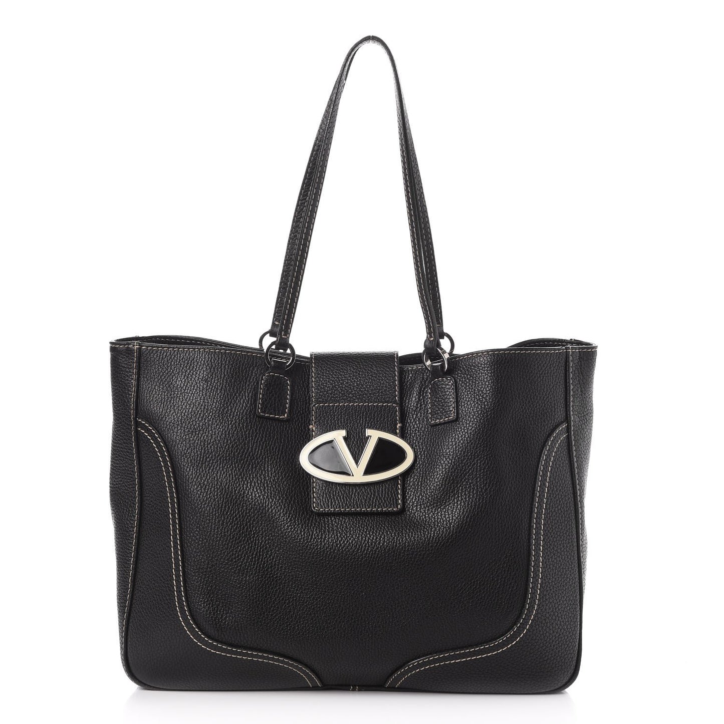 Grained Calfskin Tote Black