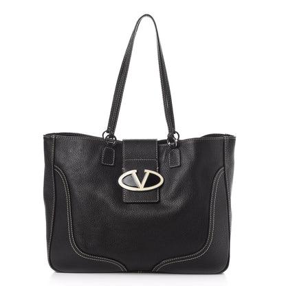 Valentino Garavani Grained Calfskin Tote Black 1 of 7