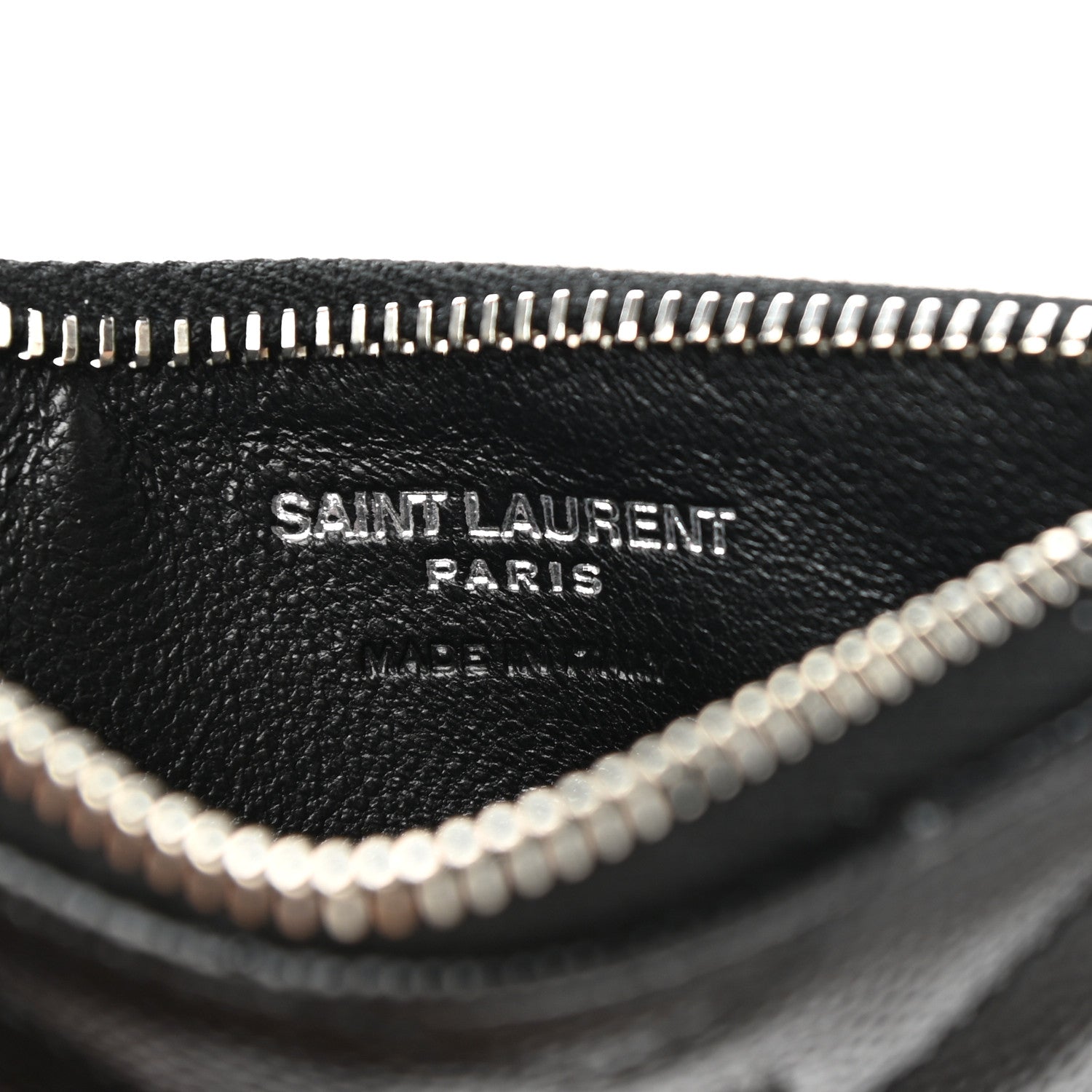 Saint Laurent Monogram Grain de Poudre 5 Fragments Zip Pouch Card Holder Black 7 of 8