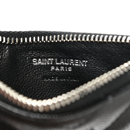Saint Laurent Monogram Grain de Poudre 5 Fragments Zip Pouch Card Holder Black 7 of 8