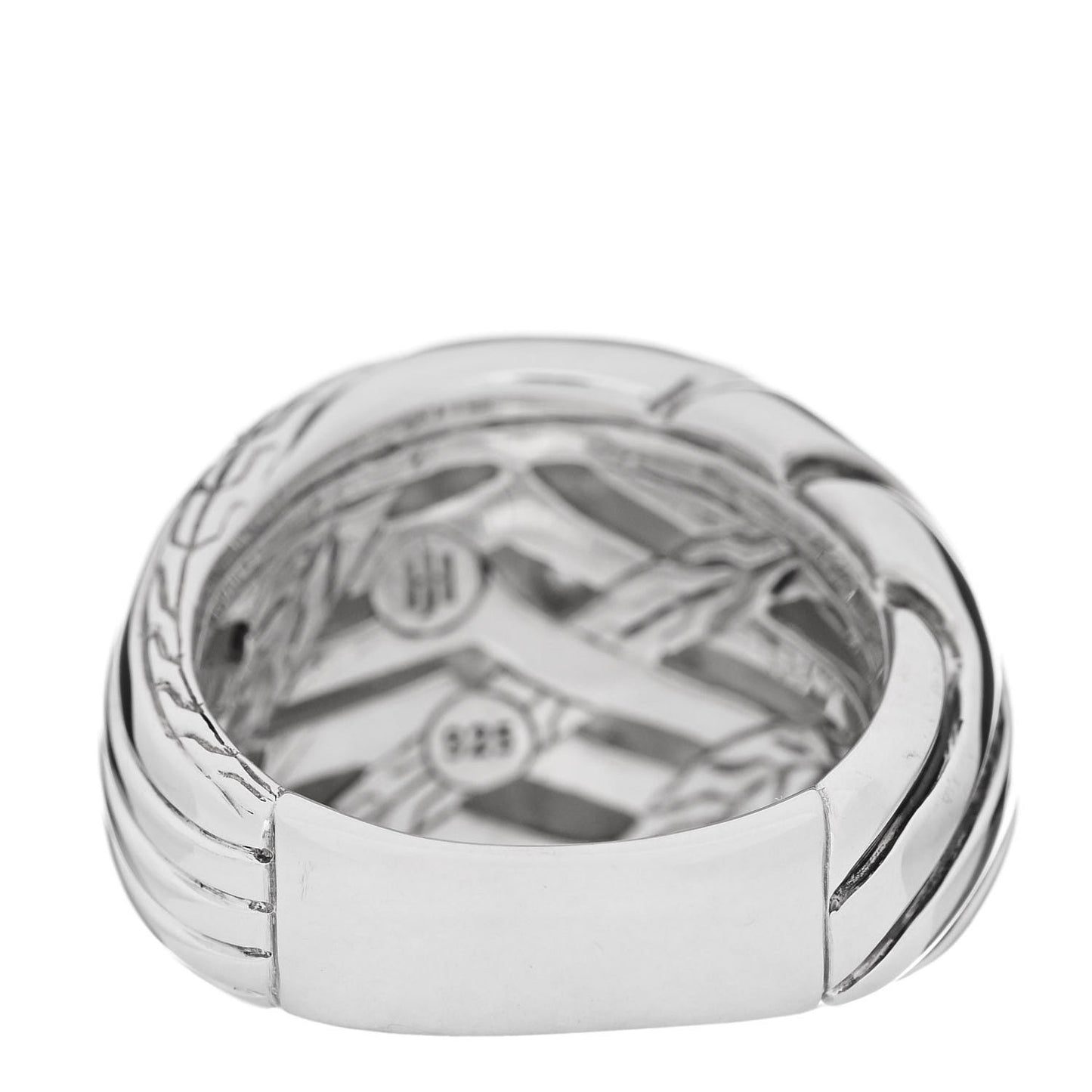 Sterling Silver Grey Diamond Lahar Dome Ring 54 7
