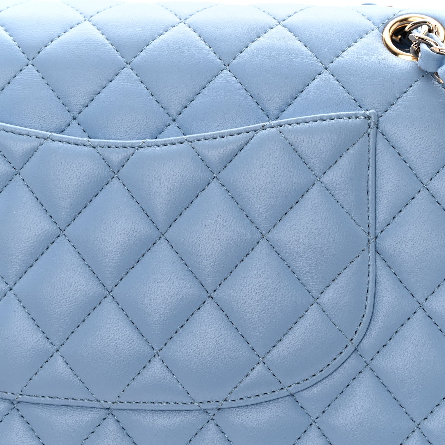 Chanel Lambskin Quilted Medium Double Flap Light Blue 13 of 14