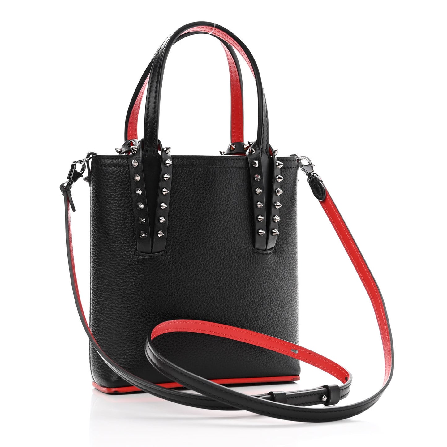 Calfskin Spikes Mini North South Cabata Tote Black