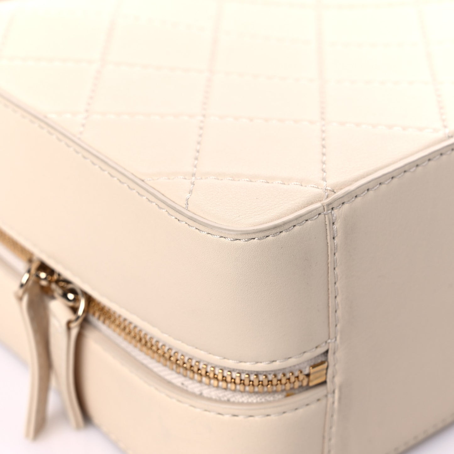 Calfskin Quilted Travel Kit Vanity Case Beige