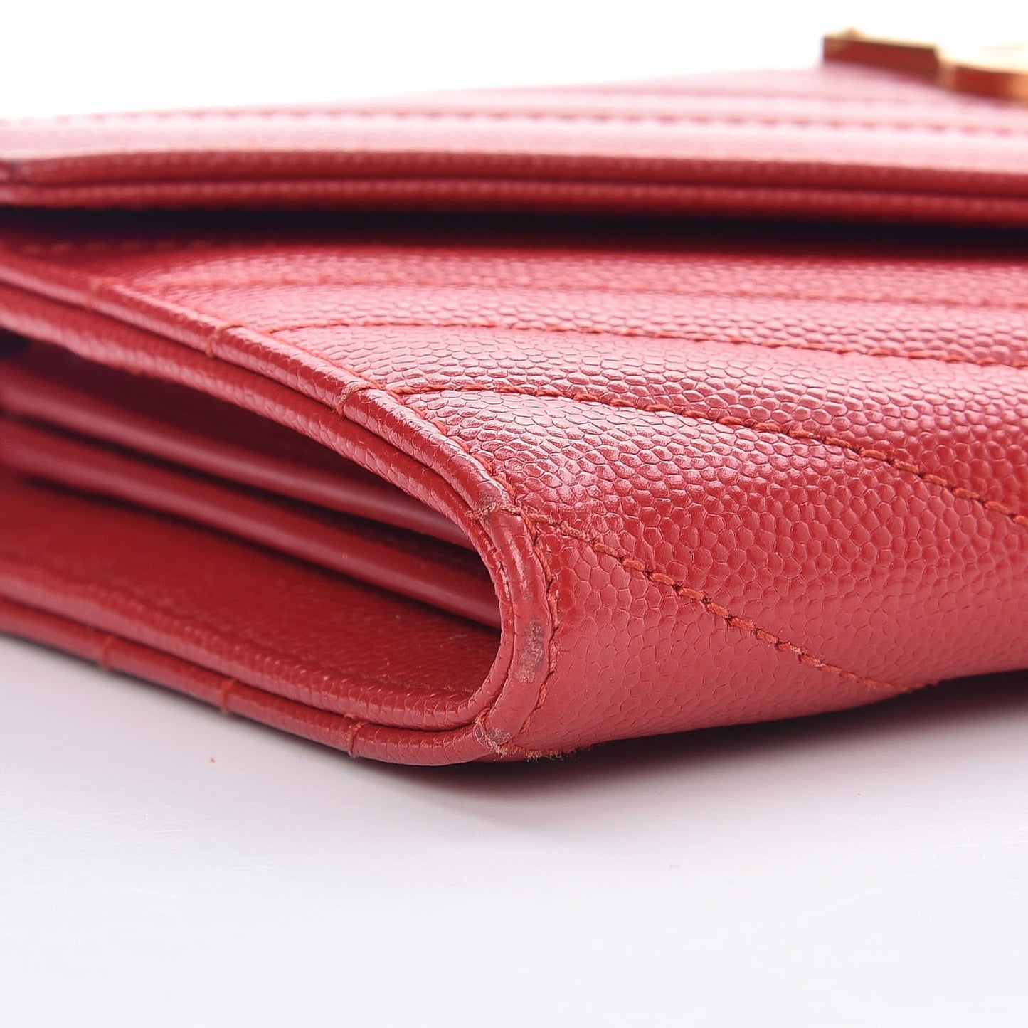 Grain De Poudre Matelasse Chevron Monogram Flap Wallet Red