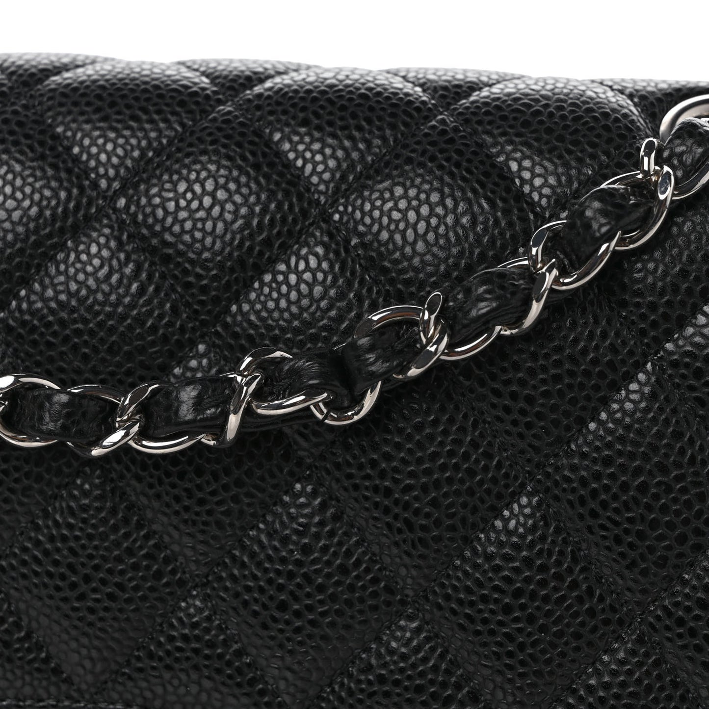 Caviar Quilted Medium Double Flap Black